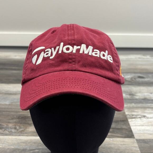 Taylormade R7 Series Maroon‎ Red White OS Adjustable Strapback Golf Baseball Hat - Picture 1 of 7